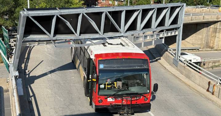 Bus collides with overhead sign at Bayshore Mall in Ottawa