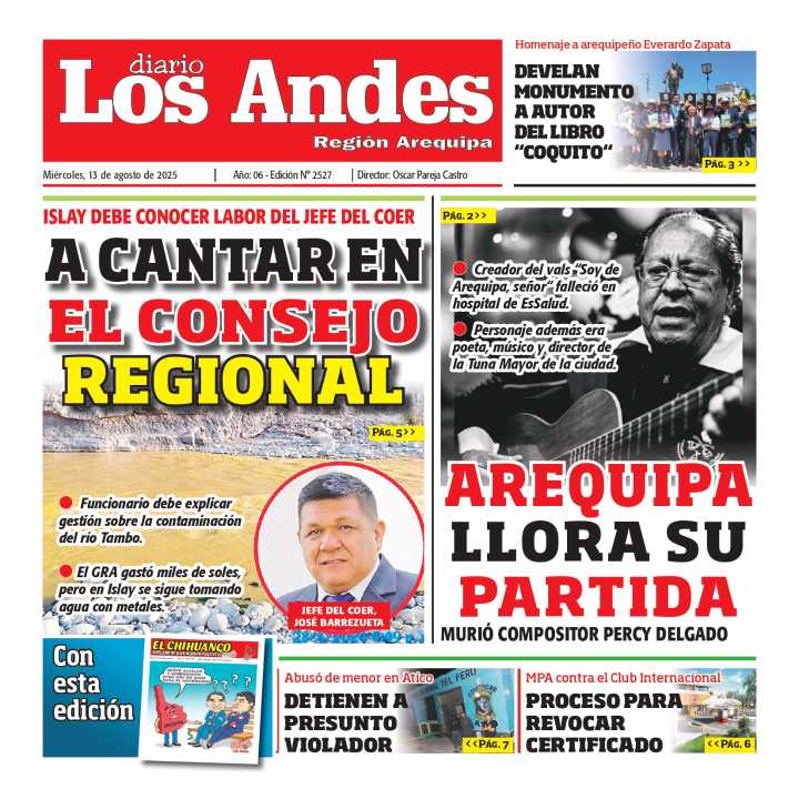 AREQUIPA: Diario Los Andes 13/08/2025