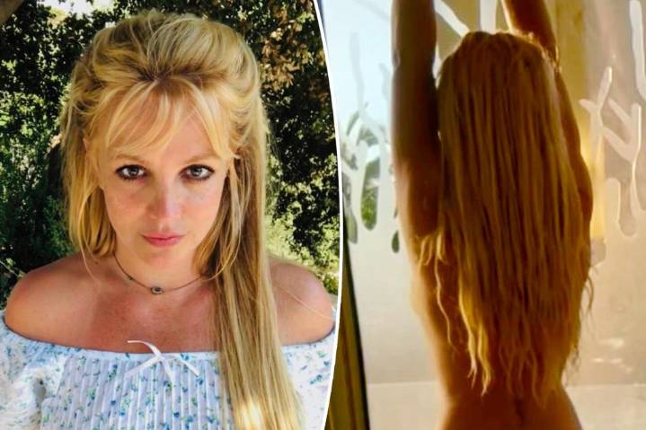 Britney Spears flaunts figure in nothing but knee