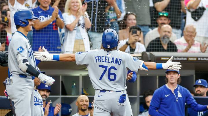 Dodgers rookie Alex Freeland’s 1st MLB home run comes vs. rival Padres
