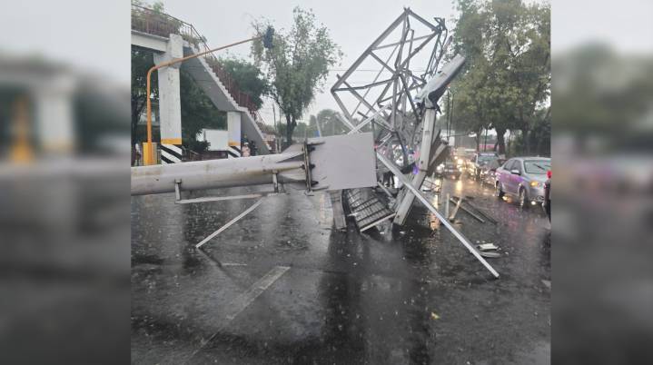 Espectacular cae sobre camioneta tras intensa lluvia y viento