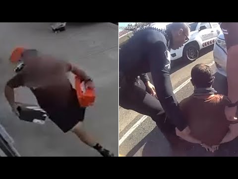 Video shows wild arrest of shoplifting, carjacking suspect near shoe store