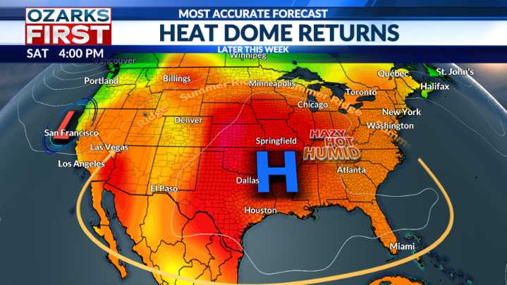 Scorching weekend expected as heat dome returns
