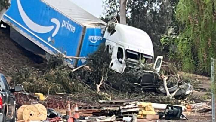 Multiple crashes involving semi-trucks slow traffic across San Diego County