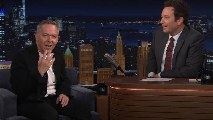Greg Gutfeld Hugs Jimmy Fallon in Late
