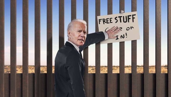 Biden Suspected Of Contributing To Border Crisis By Hanging Signs Saying 'Free Stuff, Come On In'