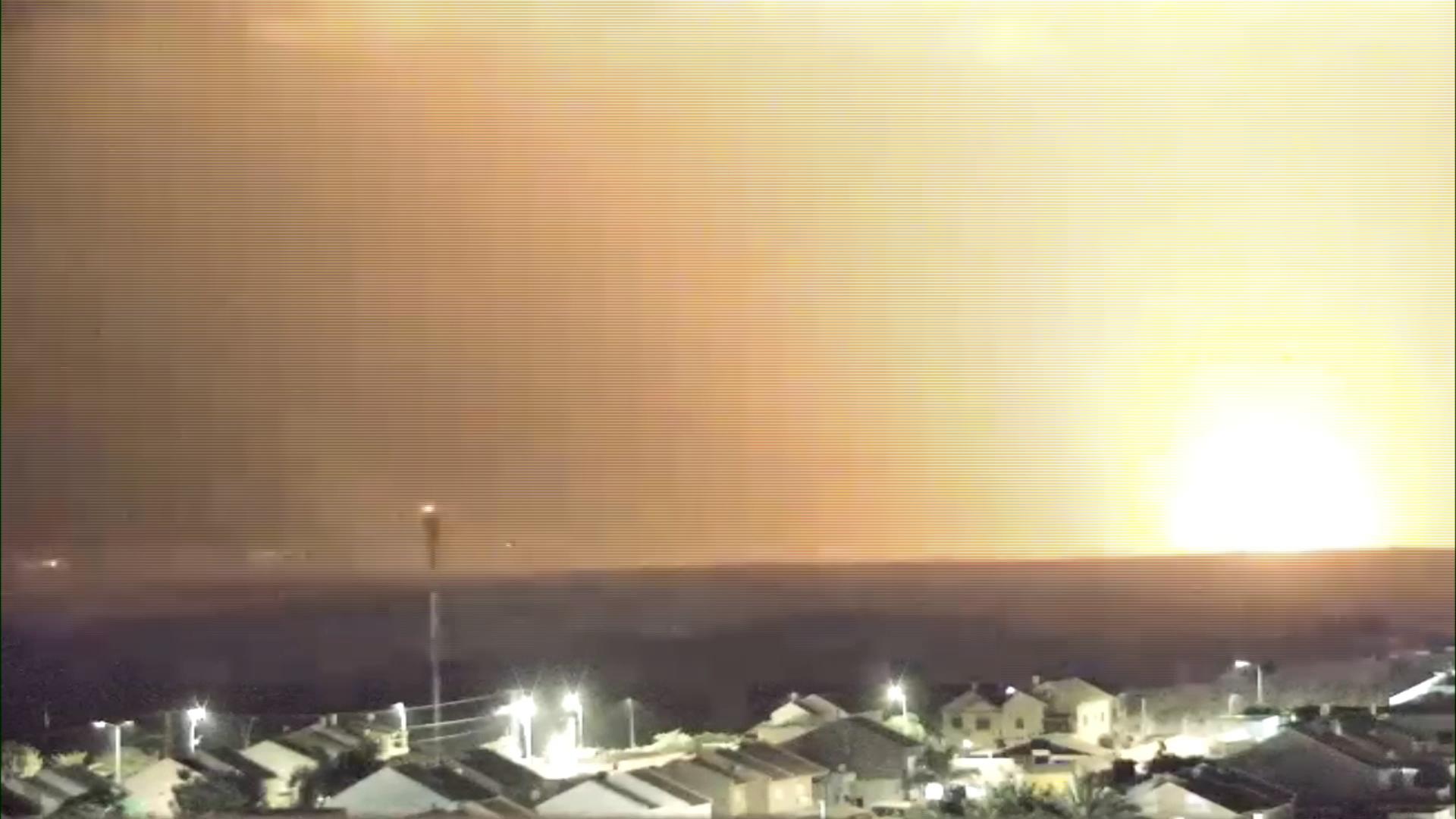 Large explosions light up night sky over Gaza Strip as Israel continues military operation