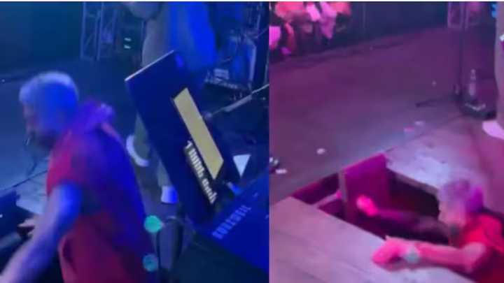 Show de Dale Q' Va: el escenario cedió y su cantante terminó en un hueco