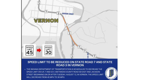 Speed limit to be reduced on State Road 7 and State Road 3 in Vernon