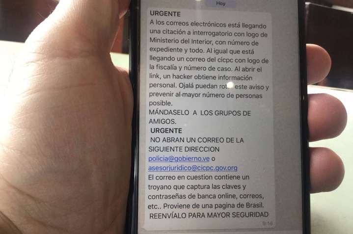 FALSO: No circula mail con virus Troyano de supuesta cuenta de la policía venezolana