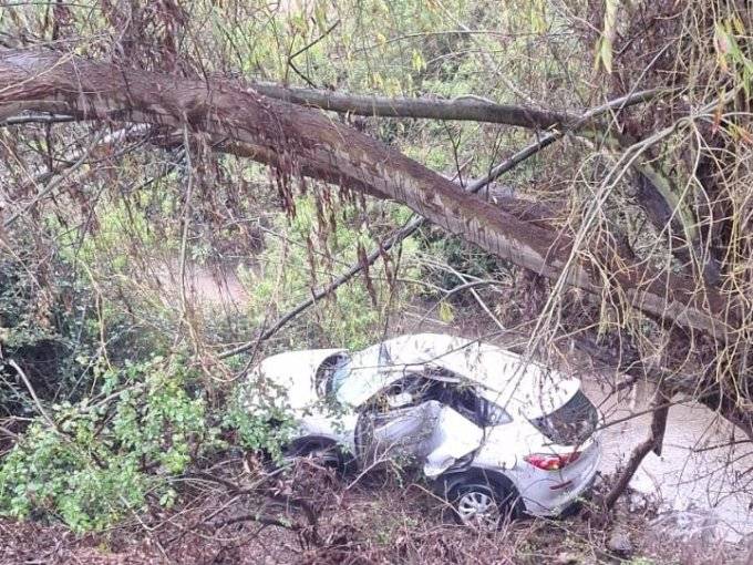 Una persona fallecida deja choque y posterior desbarrancamiento de vehículo hacia el estero Marga Marga de Viña del Mar