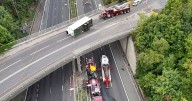 Man seriously injured and airlifted to hospital after tractor falls onto M20 from bridge