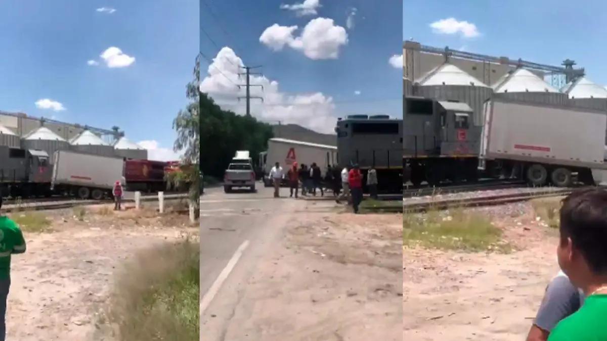 Tráiler terminó partido por la mitad en el Eje 140; se le atravesó al tren (video)