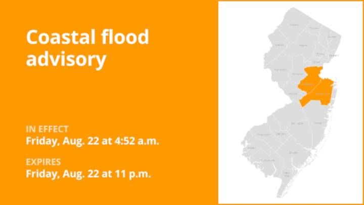 Update: Middlesex and Monmouth counties placed under a coastal flood advisory until Friday night