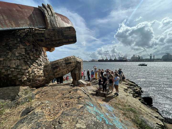 East Providence unveils its finished troll, 'Mrs. Skipper'