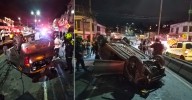 Aparatoso volcamiento en el barrio Los Álamos dejó tres jóvenes heridas y causó alarma entre los vecinos
