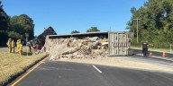Tractor-trailer crash closes lanes of Hull Street Road