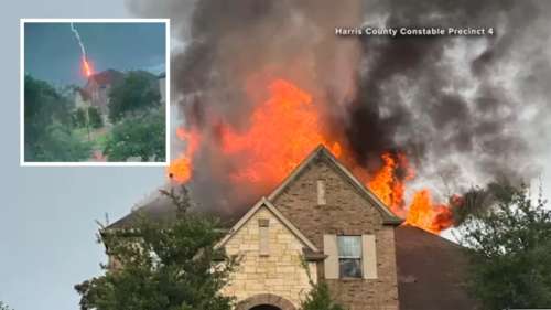Spring home catches fire from lightning strike near Antique Cedar Lane, Harris County Precinct 4 says; no injuries reported