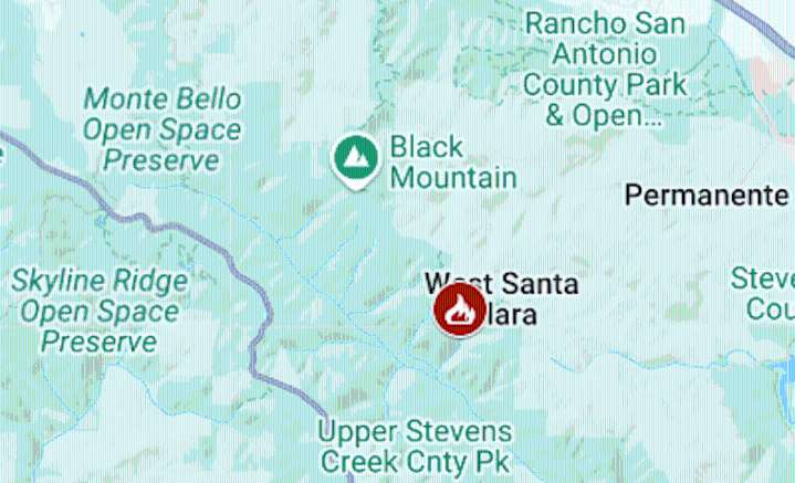 Map: Fire closes Santa Cruz Mountains trail