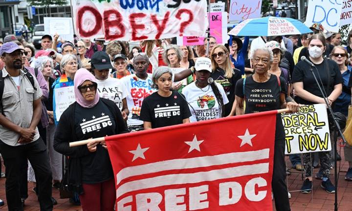 Protesters rally in D.C. one week after federal takeover