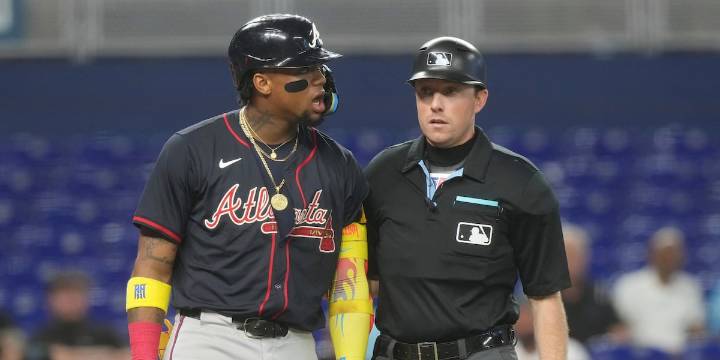 Braves manager Brian Snitker ejected after Marlins right-hander hits Ronald Acuña Jr. with pitch
