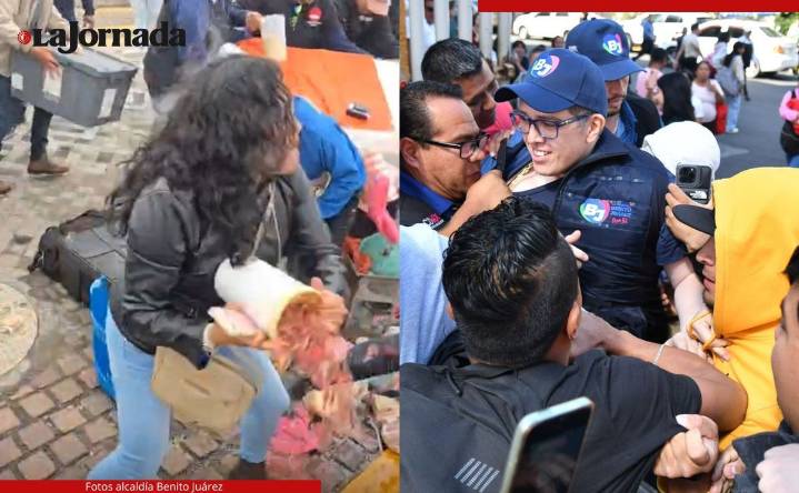 Ambulantes enfrentan a trabajadores para evitar ser desalojados junto a plaza Mítikah