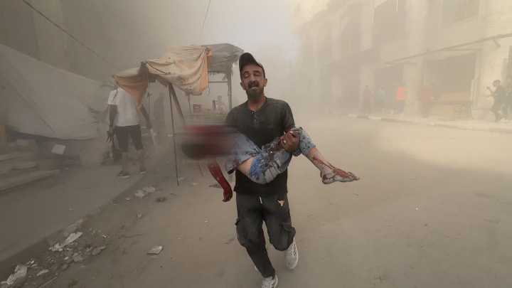 Strikes maim children as Israel says Qassam spokesman Abu Obeida targeted