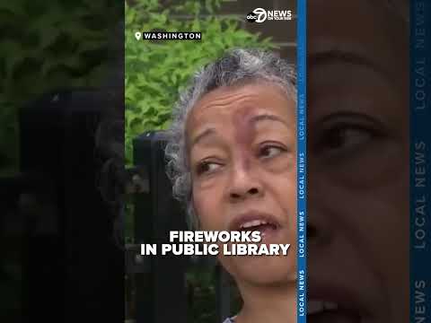 Fireworks set off the DC public library