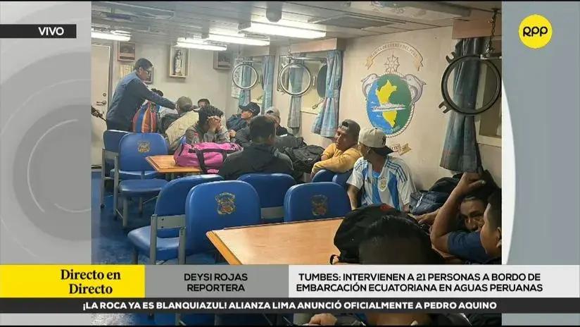 Tumbes: intervienen a 21 personas a bordo de embarcación ecuatoriana en aguas peruanas