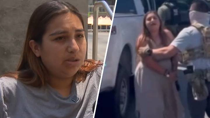 Pregnant US citizen speaks out after being detained by ICE agents searching for her husband