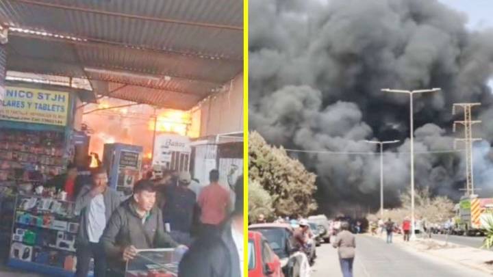 Gran incendio consume locales comerciales en feria Asocapec de Arica
