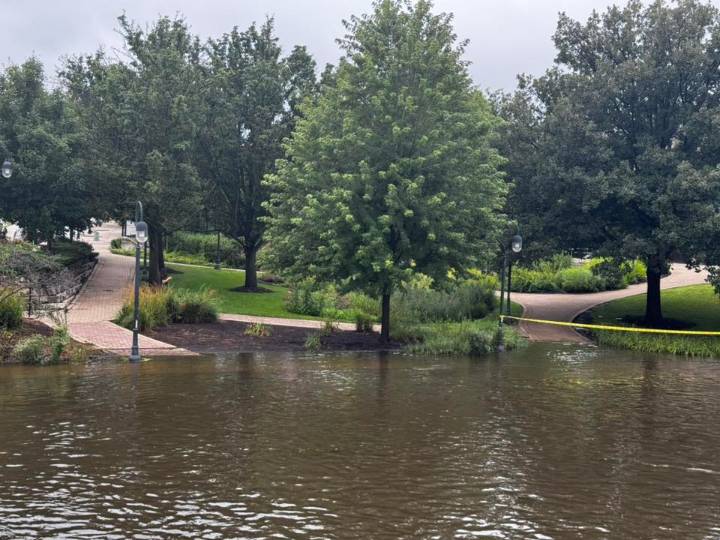 Deluge causes DuPage to flood over onto Naperville Riverwalk