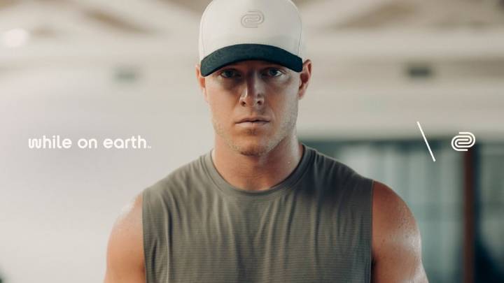 While on Earth clothing ad feat. Christian McCaffrey