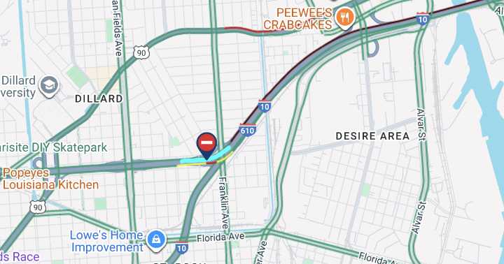 Interstate crash shuts down all westbound lanes of I-610 at Franklin Avenue, DOTD says