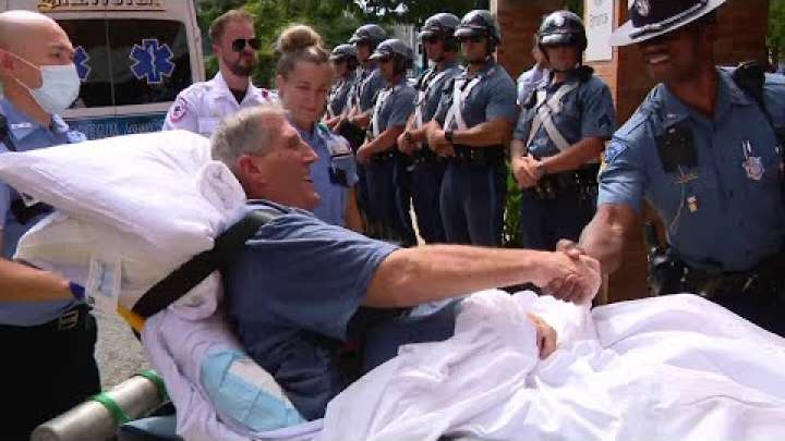 Mass. trooper leaves hospital after nearly 2 months following hit