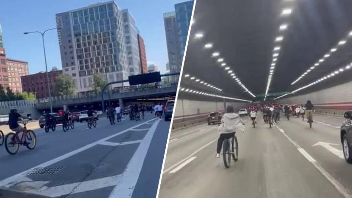 Boston MA bikes on I-93 over the weekend – NBC Boston