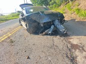 Police respond to severely damaged car on Staten Island
