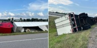 Semi rollover shuts down exit ramp on Indiana Toll Road in Elkhart County