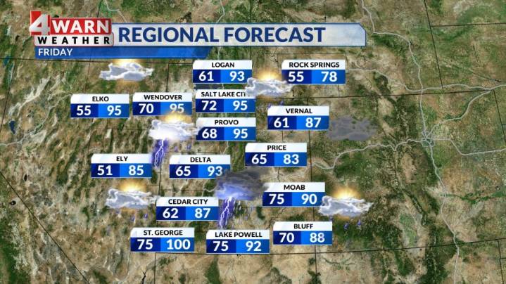More thunderstorms today before clearing over the weekend