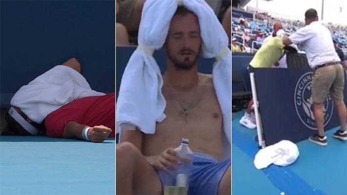 Un jugador se desmayó; otro colapsó... El calor extremo golpea al Masters de Cincinnati y la particular frase de Alcaraz Daniil Medvedev fue uno de los varios afectados.
