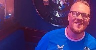 Glasgow comedian Gary Faulds pictured enjoying a drink at Rangers pub