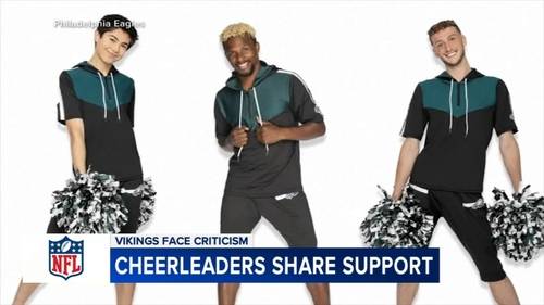 Eagles have historic number of male cheerleaders as Vikings male squad faces criticism
