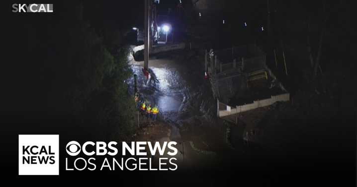 Construction crews attempt to fix broken water line in Baldwin Hills