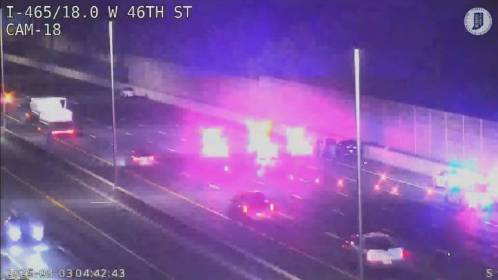 Pedestrian struck on west side of I-465, right 3 lanes closed