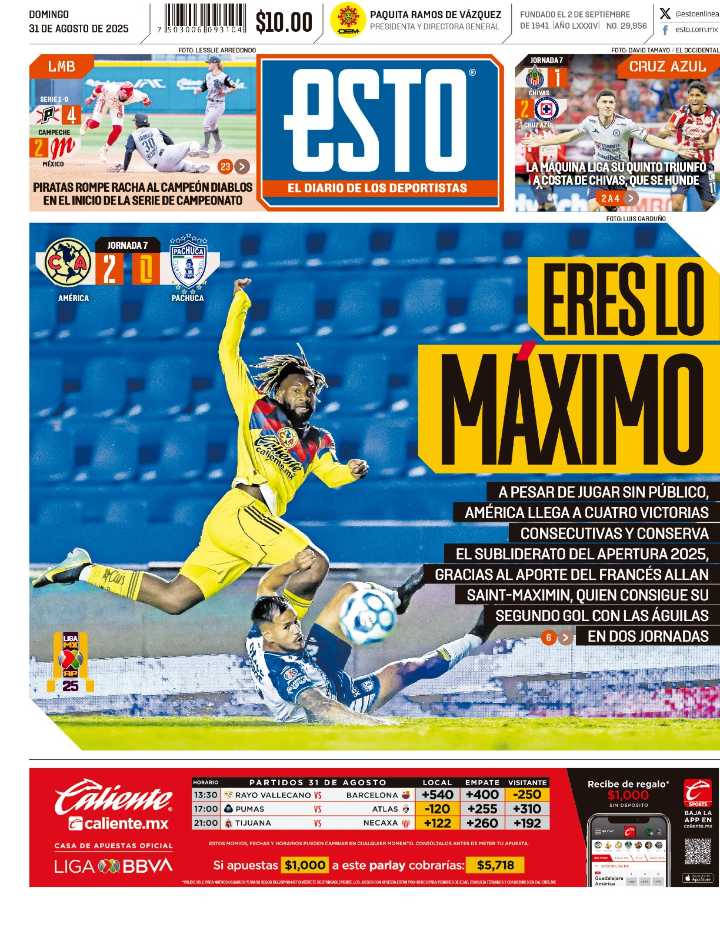 La portada domingo 31 de agosto del 2025