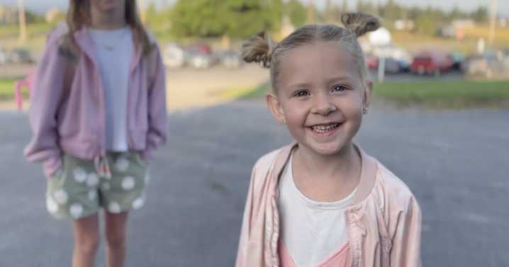 Big smiles for first day of class at Deer Park School in Columbia Falls