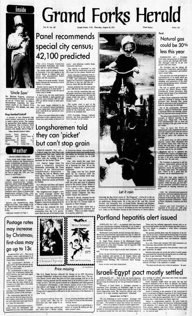 Today in History: August 28, 1975 - Postage rates may increase by Christmas; first