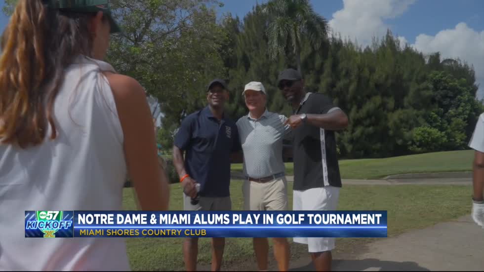 Behind the scenes look at the alumni golf tournament in Miami ahead of matchup