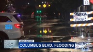 Hurricane Erin impacts: Storm causes flooding on Columbus Boulevard at Penn's Landing in Philadelphia