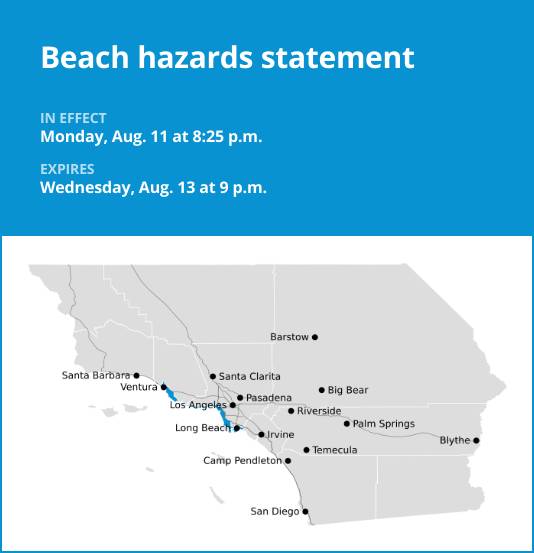 Update: Beach hazards statement active for Los Angeles County beaches until Wednesday night